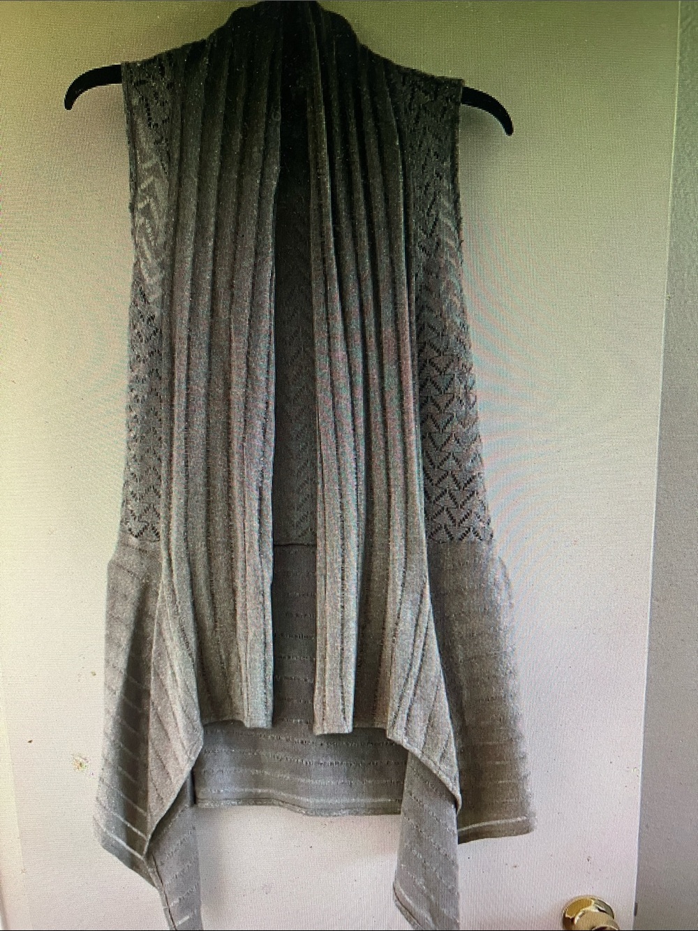 Open-Front Knit Drape Vest - Light Grey